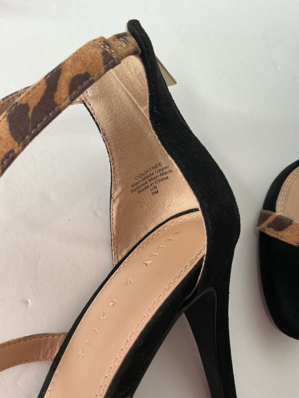 Kelly & Katie Black Suede Heels with Leopard Strap Accents Size 9 - Picture 5 of 5